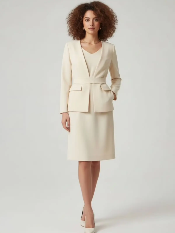Elegant blazer with a waist belt and clean, minimal design.
