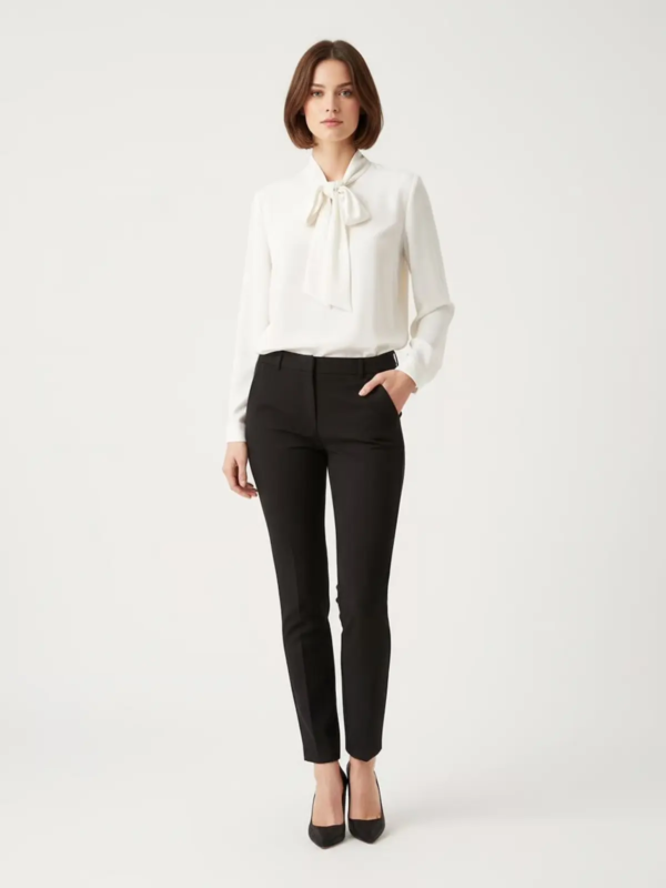 Elegant women's blouse with a bow-tie collar