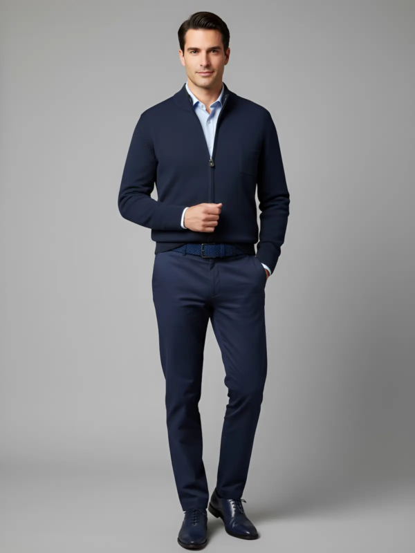 Men’s full-zip knitted jacket with a clean, modern silhouette
