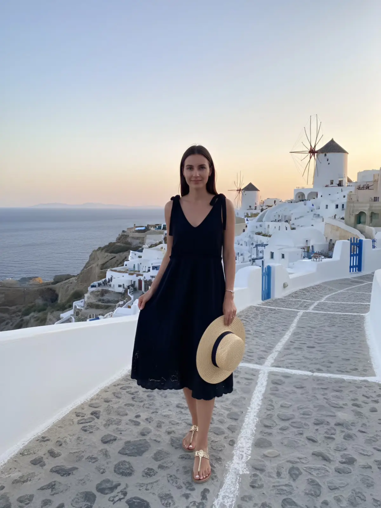 Timeless summer dress with a relaxed silhouette and delicate shoulder ties. Light, elegant and effortlessly chic—perfect for island evenings, sunset walks and resort wear.